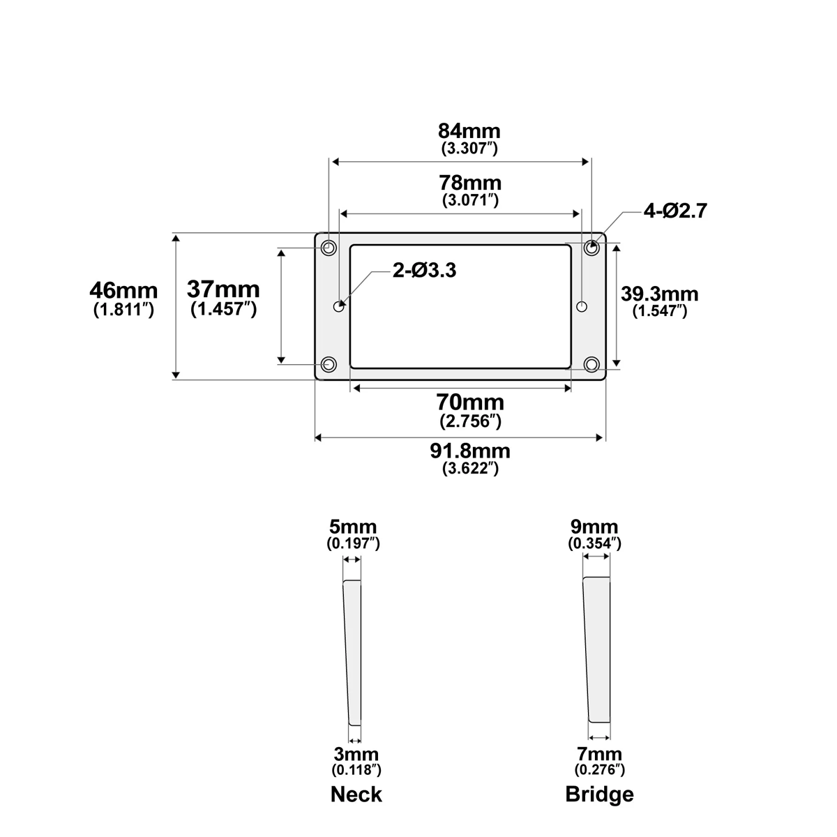 Humbucker Pickup Mounting Rings Set - Flat Bottom
